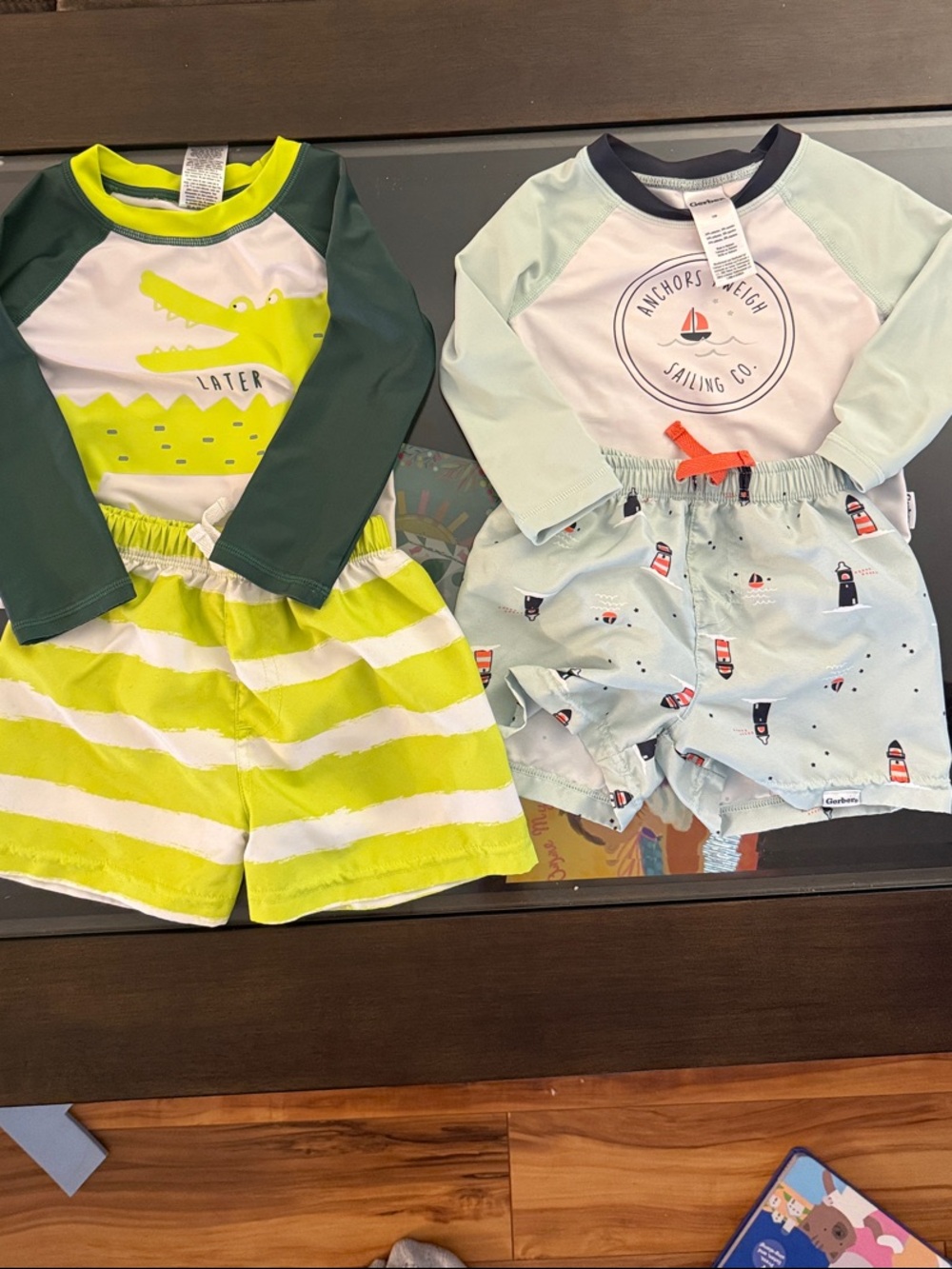 Gerber Kids Swim Sets - Lime Green, Dark Green, Light Blue